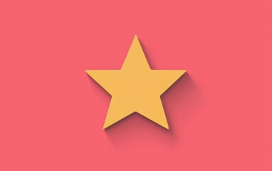 Poster - A vibrant yellow star against a coral background, showcasing simplicity and bold color contrast for artistic expressions.