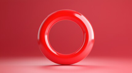 Poster - A vibrant red ring on a soft gradient background, perfect for modern design projects or bold visual themes.