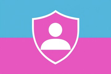 Poster - Stylized shield icon with user silhouette, ideal for illustrating security, privacy, and protection in digital contexts.