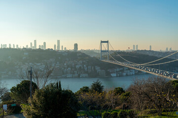 Wall Mural - View of the Istanbul Bosphorus Bridge from Otagtepe.
