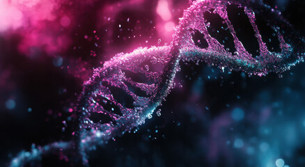 Wall Mural - colorful representation of dna structure in a scientific illustration showcasing molecular details a