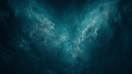 a beautiful northern lights sky with stars. the color of the aurora is blue-green, and it has an eth