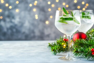 Refreshing cocktails with mint and lime on a festive table setting