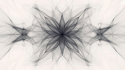 Wall Mural - Abstract grayscale artwork depicting a symmetrical floral design