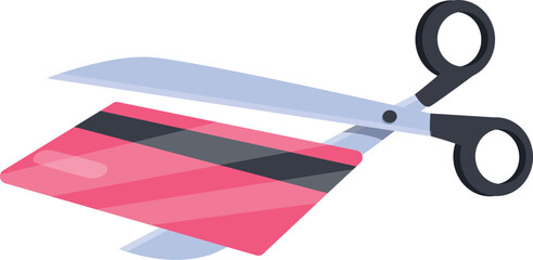 Poster - Scissors cutting a credit card, representing debt cancellation, financial crisis, or consumer bankruptcy