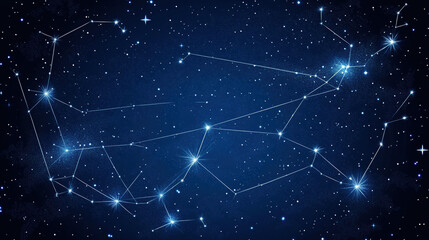 Wall Mural - blue background with stars and connecting lines in the form of a constellation, technology theme, da
