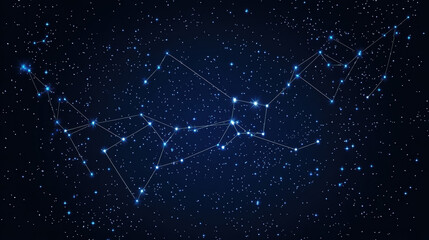 Wall Mural - blue background with stars and connecting lines in the form of a constellation, technology theme, da