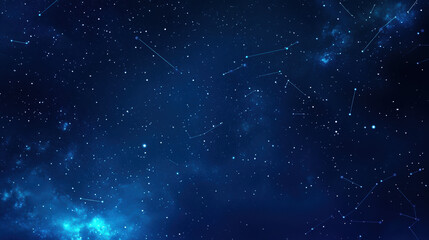 Wall Mural - dark blue background with a starry sky, digital line connections, and a network technology concept. 