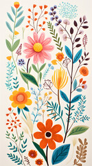 Fototapete - Digital vintage dreamy watercolor floral abstract graphic poster background