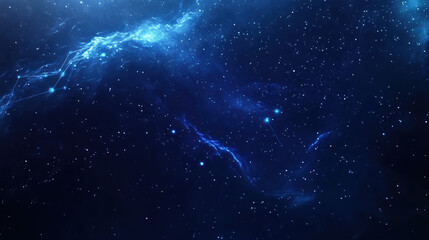 Wall Mural - dark blue background with a starry sky, digital line connections, and a network technology concept. 