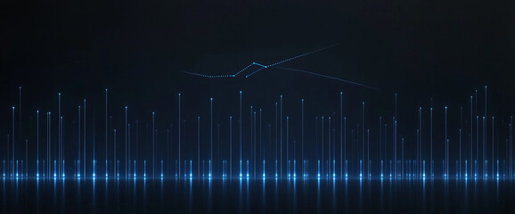 Poster - Futuristic Digital Blue Lines and Light Points on a Dark Abstract Background. Business background