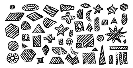 Wall Mural - set of basic geometric shapes. circle, square, rectangle, triangle and other polygons drawn with cha