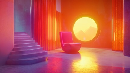 Poster - Modern Living Room with Soft Gradients and Light Patterns