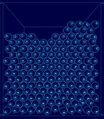 Poster - Blue image of many small bottles. The image is of a large number of bottles, with some of them being in a blue color scheme
