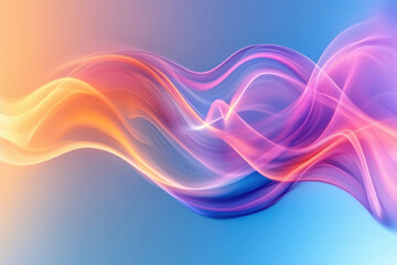 Aufkleber - Abstract artwork featuring vibrant, flowing, pastel-colored waves against a soft blue background.