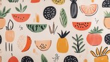 Playful Organic Motifs on Soft Background Postcard Design