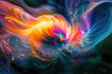 Poster - Abstract swirling nebula with vibrant colors, resembling a cosmic flower.