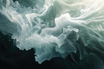 Aufkleber - Abstract swirling clouds of teal and white, creating a dreamy, ethereal atmosphere.