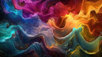 Poster - Abstract colorful smoke or wave like pattern with vibrant colors and unique forms