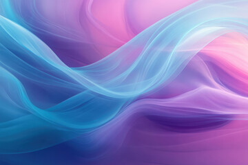 Poster - Abstract art depicting flowing, translucent waves in shades of blue, purple, and pink.