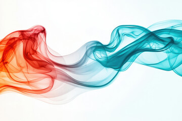 Aufkleber - Abstract artwork depicting flowing, translucent teal and red smoke against a white background.