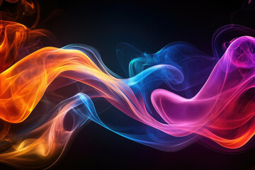 Poster - Abstract colorful smoke waves flowing smoothly, creating a vibrant and dynamic visual effect.