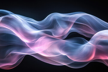 Poster - Abstract image of flowing, translucent waves in pink and blue hues against a transparent background.
