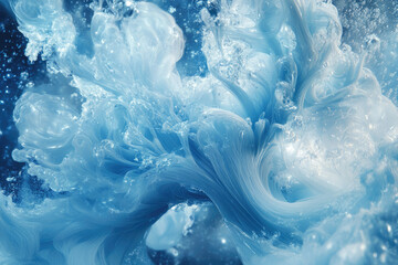 Leinwandbilder - Abstract swirling blue liquid, resembling an underwater ice sculpture or a mesmerizing nebula.