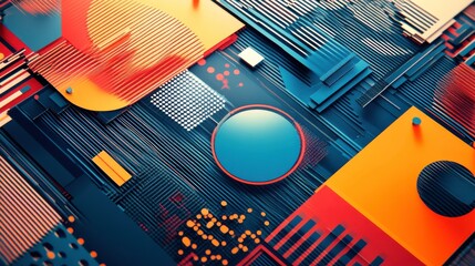 Poster - Vibrant Digital Patterns on Isolated Background