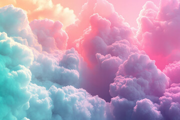 Wall Mural - Pastel-colored cloudscape, dreamy and ethereal, filling the frame with fluffy, soft textures.