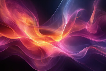 Poster - Abstract artwork featuring vibrant, flowing colors of pink, orange, and purple creating a dynamic, ethereal composition.