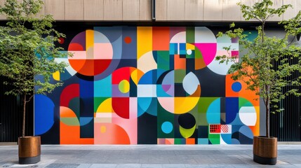 Poster - Vibrant Outdoor Mural with Soft Gradients and Patterns