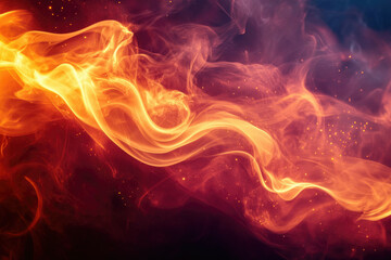 Poster - Abstract fiery swirls of smoke and glowing embers on a dark background.