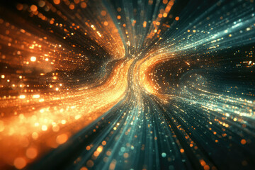 Poster - A swirling vortex of glittering particles, a cosmic tunnel of light and color.