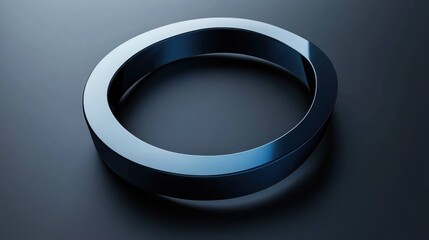 Abstract dark blue metallic ring on dark background.