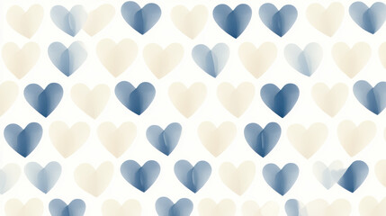 Wall Mural - seamless pattern featuring light and minimal heart motifs in soft beige and blue tones, creating calming and romantic design