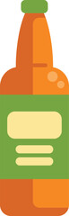 Poster - amber glass beer bottle with a blank green label is standing on a white background