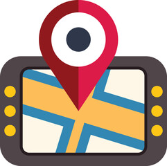 Poster - gps navigation system showing the location with a red pin pointer over a map