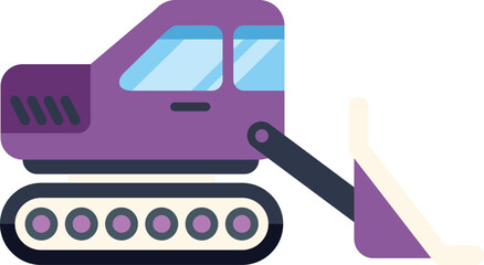 Poster - purple excavator moving earth with its shovel extended, a symbol of construction and heavy machinery