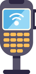 Poster - Modern wireless pos terminal is displaying a wifi connection, enabling contactless payments