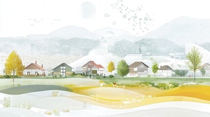 Poster - conceptual diagram illustrating the movement of pm 2.5 dust from rural to urban areas.