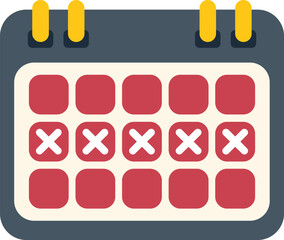 Poster - illustration of a calendar with several dates crossed out, representing a series of cancellations