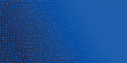 Glowing blue dotted wallpaper. Abstract curved round dot grid texture. Circle halftone pattern background. Dark navy backdrop for technology, business, news, healthcare, medicine design