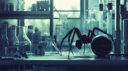 Poster - laboratory process where venom is extracted and analyzed for its potential to be used in producing life-saving medicines.