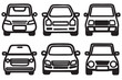 © Taras Vykhopen - Modern vector car icons pack featuring black and white designs in a square grid layout