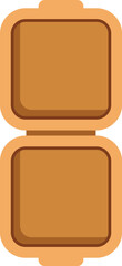 Poster - minimalist open square brown cardboard food box staying up on white background