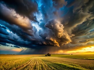 Naklejka na meble Dramatic Storm Clouds Over Rural Landscape - Nature Photography