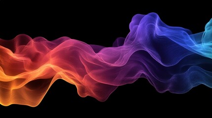 Aufkleber - dynamic interaction of particles, creating a wave-like motion in a colorful, translucent medium.