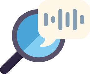Poster - this vector icon shows a magnifying glass examining a voice message, representing the concept of voi