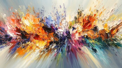 Poster - Vibrant Brush Strokes Across Canvas with Natural Light